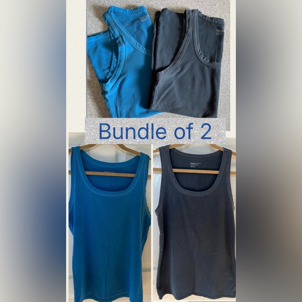 2 Gap Body long Blue and Gray Tank Tops
